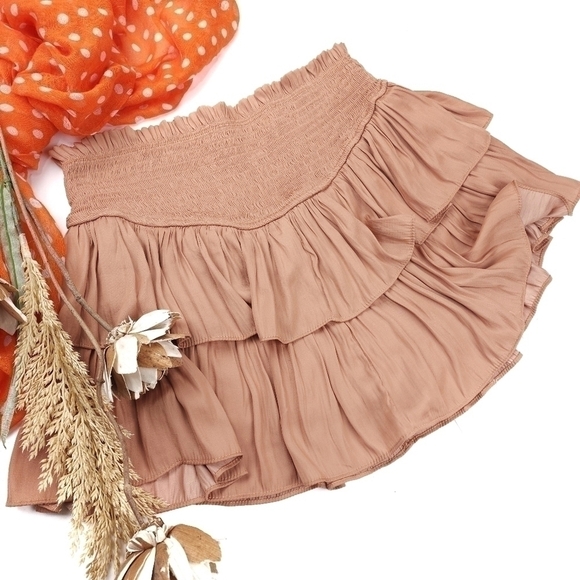 Mustard Seed Tan Ruffle Layered Skort Sz M - Picture 2 of 8